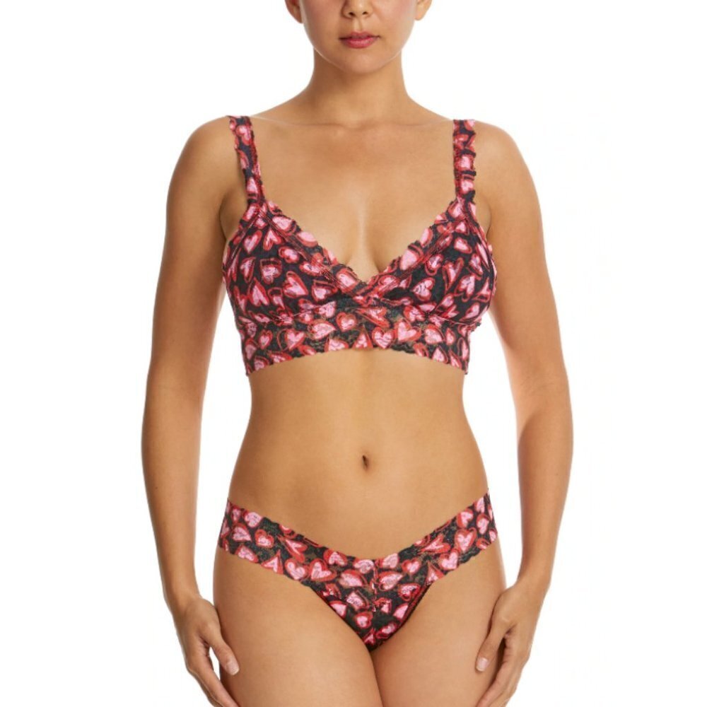 Hanky Panky Printed Signature Lace Padded Crossover Bralette Love Potion Nwt — image 3 of 8